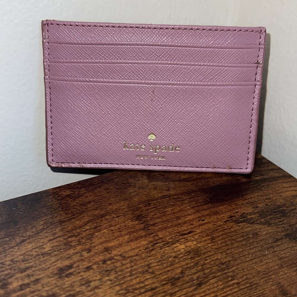Kate Spade Bundle Heart of Gold Bangle Bracelet and Pink Card Case EUC - Picture 3 of 10